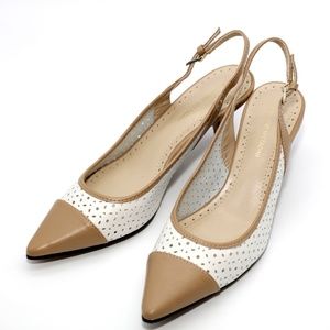 ADRIENNE VITTADINI Kitten Tan & White Heels